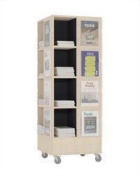 Foxis Tijdschriftentoren large met gekleurde binnenpanelen - B605 x D605 x H1660 mm - ahorn-antracietgrijs