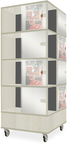 Foxis Tijdschriftentoren met gekleurde binnenpanelen B605 x D605 x H1660 mm - ahorn-antracietgrijs