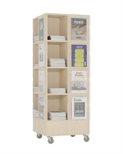 Foxis Tour à magazines L605 x P605 x H1660 mm - érable