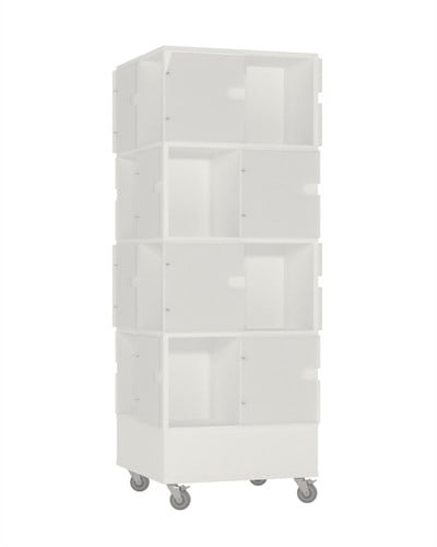 Tijdschriftenkast- met verspringende vakken - B605 x D605 x H1660 mm - wit