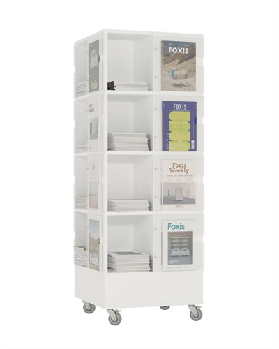 Foxis Tijdschriftentoren - B605 x D605 x H1660 mm - wit