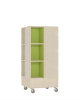 Foxis Tijdschriftentoren medium met gekleurde binnenpanelen - B605 x D605 x H1320 mm - ahorn-avocadogroen-2