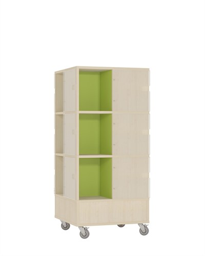Foxis Tijdschriftentoren medium met gekleurde binnenpanelen - B605 x D605 x H1320 mm - ahorn-avocadogroen-2