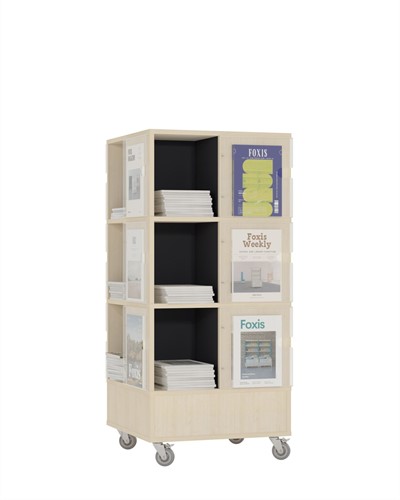 Foxis Tijdschriftentoren laag met gekleurde binnenpanelen - B605 x D605 x H1320 mm - ahorn-antracietgrijs