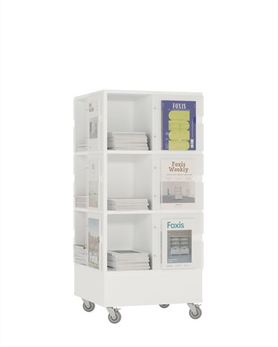Foxis Tijdschriftentoren laag - B605 x D605 x H1320 mm - wit