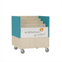 Étagère de navigation étroite simple face Foxis B600 x P600 x H700 mm - érable-bleu turquoise
