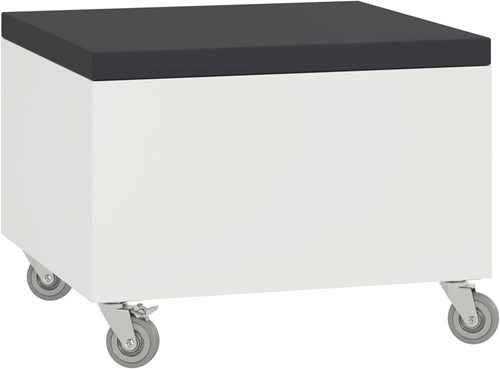 Foxis smalle opbergpoef - B600 x D600 x H440 mm - wit-antracietgrijs