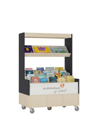Foxis browser boekenkast enkelzijdig - B900 x D600 x H1340 mm - ahorn-antracietgrijs