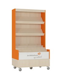 Foxis browser boekenkast enkelzijdig met achterwand - B900 x D600 x H1660 mm - ahorn-oranje