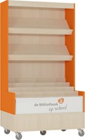 Foxis browser boekenkast enkelzijdig met achterwand - B900 x D600 x H1660 mm - ahorn-oranje
