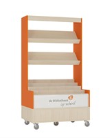 Foxis browser boekenkast enkelzijdig - B900 x D600 x H1660 mm - ahorn-oranje-3