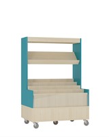 Bibliothèque simple-face Foxis Browser B900 x P600 x H1340 mm - Érable-bleu turquoise-3