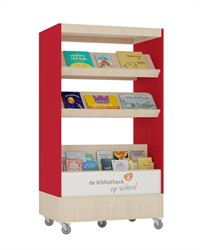 Foxis bibliothèque navigateur double face L900 x P600 x H1660 mm - érable-rouge