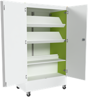 Foxis afsluitbare boekenkast dubbelzijdig - B900 x D600 x H1660 mm - wit-avocadogroen