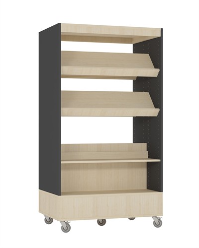Foxis boekenkast dubbelzijdig - B900 x D600 x H1660 mm - ahorn-antracietgrijs