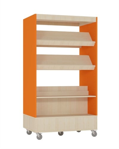 Foxis boekenkast dubbelzijdig - B900 x D600 x H1660 mm - ahorn-oranje