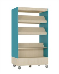 Foxis boekenkast dubbelzijdig - B900 x D600 x H1660 mm - ahorn-turquoise blauw