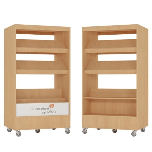 Foxis browser boekenkast hybride dubbelzijdig - B900 x D600 x H1660 mm - beuken