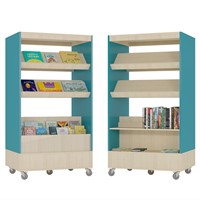 Foxis browser boekenkast hybride dubbelzijdig - B900 x D600 x H1660 mm - ahorn-turquoise blauw-3