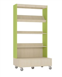 Foxis bibliothèque simple face mobile L900 x P600 x H1660 mm - érable-vert avocat