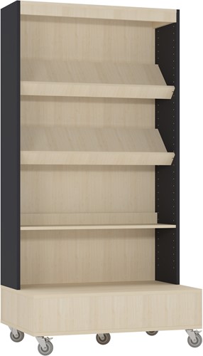 Bibliothèque simple face Foxis avec panneau arrière - L 900 x P 600 x H 1 660 mm - érable gris anthracite