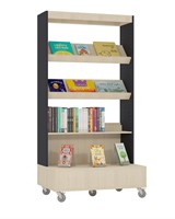 Foxis bibliothèque simple face mobile L900 x P600 x H1660 mm - érable-gris anthracite-2