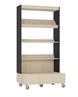 Foxis bibliothèque simple face mobile L900 x P600 x H1660 mm - érable-gris anthracite