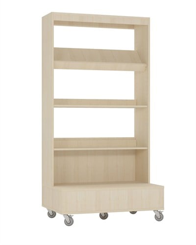 Foxis boekenkast enkelzijdig verrijdbaar - B900 x D600 x H1660 mm - ahorn