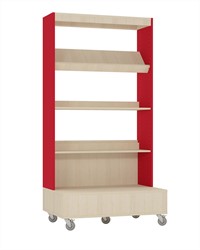 Foxis bibliothèque simple face mobile L900 x P600 x H1660 mm - érable-rouge