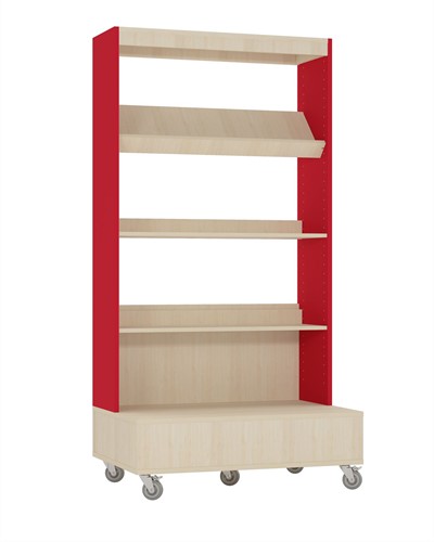 Foxis bibliothèque simple face mobile L900 x P600 x H1660 mm - érable-rouge