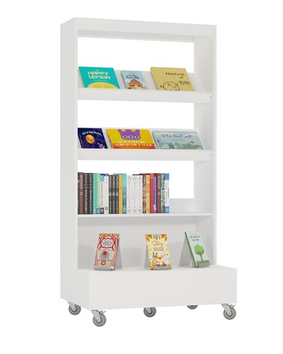Foxis boekenkast enkelzijdig verrijdbaar - B900 x D600 x H1660 mm - wit-2