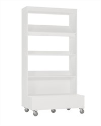 Foxis boekenkast enkelzijdig verrijdbaar - B900 x D600 x H1660 mm - wit