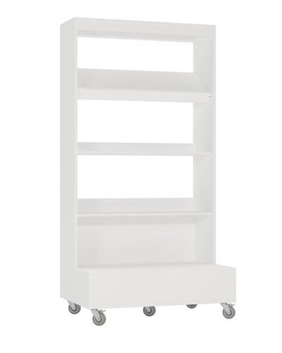 Foxis boekenkast enkelzijdig verrijdbaar - B900 x D600 x H1660 mm - wit