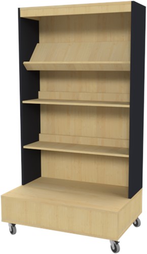 Foxis boekenkast enkelzijdig met achterwand - B900 x D600 x H1660 mm - ahorn-rood