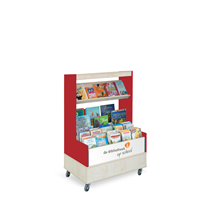 Foxis browser boekenkast enkelzijdig - B900 x D600 x H1340 mm - beuken-rood