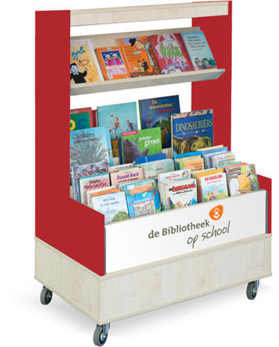 Foxis bibliothèque navigateur simple face L900 x P600 x H1340 mm - hêtre-rouge