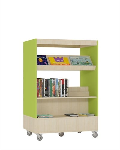 Foxis boekenkast dubbelzijdig - B900 x D600 x H1340 mm - ahorn-avocadogroen