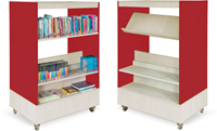 Foxis boekenkast dubbelzijdig - B900 x D600 x H1340 mm - beuken-rood