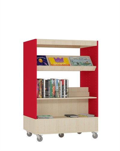 Foxis boekenkast dubbelzijdig - B900 x D600 x H1340 mm - ahorn-rood