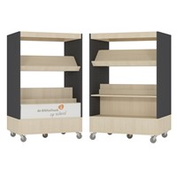 Foxis Junior browser boekenkast hybride dubbelzijdig - B900 x D600 x H1340 mm - ahorn-antracietgrijs