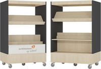 Foxis Junior browser boekenkast hybride dubbelzijdig - B900 x D600 x H1340 mm - ahorn-antracietgrijs