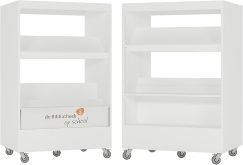Foxis Junior browser boekenkast hybride dubbelzijdig - B900 x D600 x H1340 mm - wit