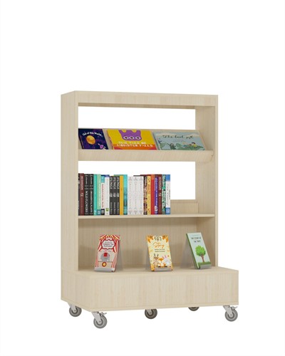 Foxis boekenkast enkelzijdig verrijdbaar - B900 x D600 x H1340 mm - ahorn
