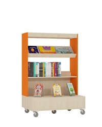 Foxis bibliothèque simple face mobile L900 x P600 x H1340 mm - érable-orange