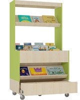 Foxis makkelijk lezen plein met lade - B900 x D600 x H1660 mm - ahorn-avocadogroen-2