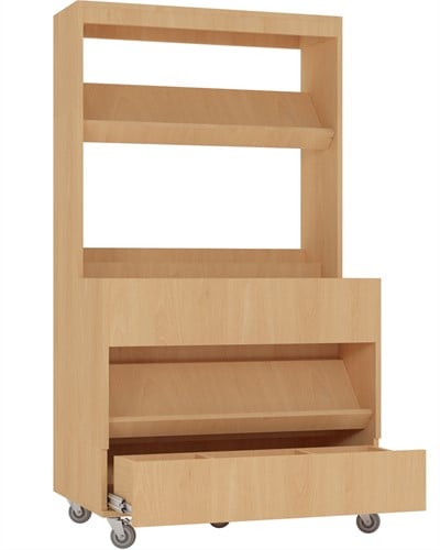 Foxis makkelijk lezen plein met lade - B900 x D600 x H1660 mm - beuken