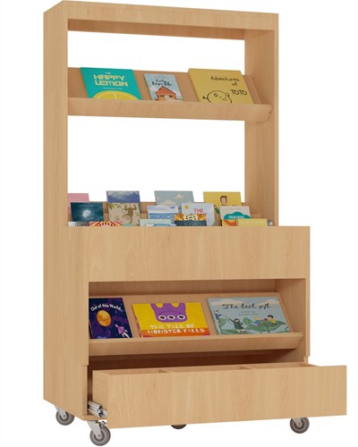 Foxis makkelijk lezen plein met lade - B900 x D600 x H1660 mm - beuken-2