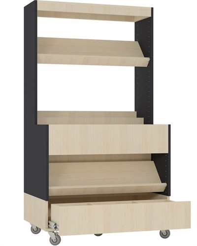 Foxis makkelijk lezen plein met lade - B900 x D600 x H1660 mm - ahorn-antracietgrijs
