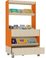 Foxis makkelijk lezen plein met lade - B900 x D600 x H1660 mm - ahorn-oranje-2