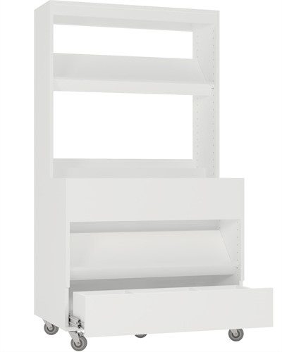 Foxis makkelijk lezen plein met lade - B900 x D600 x H1660 mm - wit